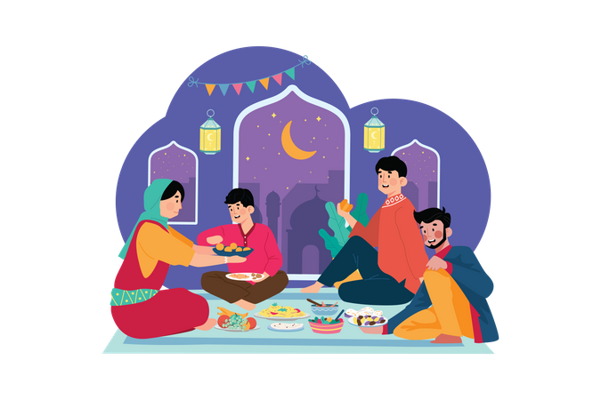 Indian couple enjoying Diwali sweets  Illustration