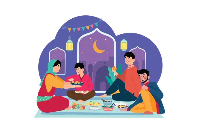 Indian couple enjoying Diwali sweets  Illustration