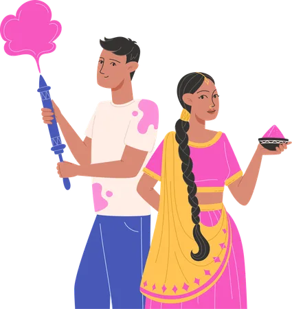 Happy Holi Indian Holiday Festival Of Colors Illustration
