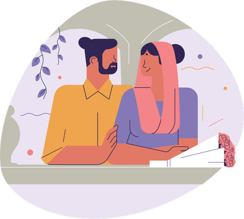 Indian couple going on date  Illustration