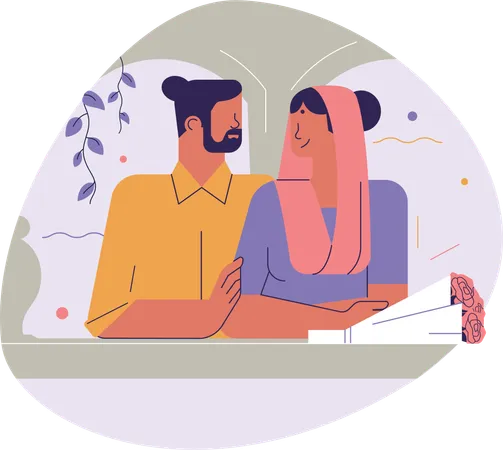 Indian couple going on date  Illustration
