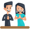 indian couple praying illustration free download