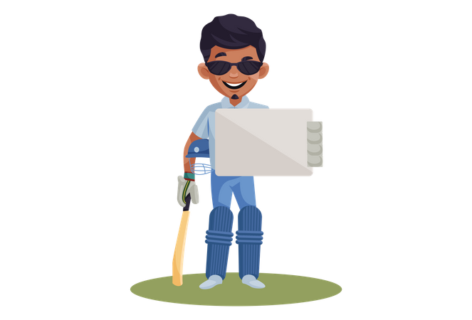 Indian cricket player holding empty board  Illustration