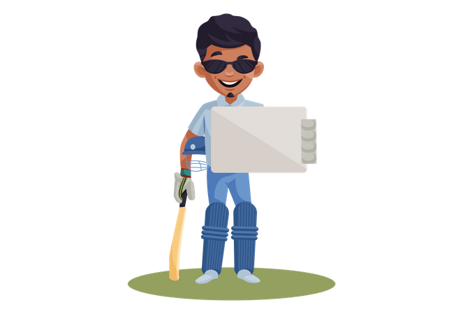 Indian cricket player holding empty board  Illustration