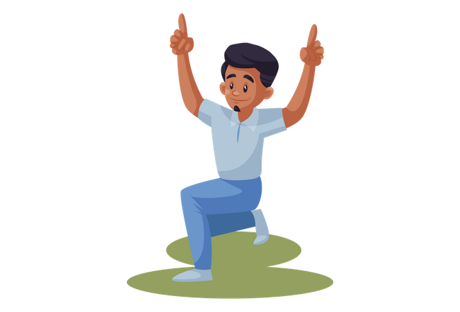 Indian Cricket Player picking hands as out  Illustration