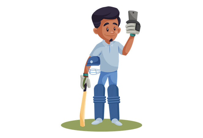 Indian Cricket Player Taking Selfie  Illustration
