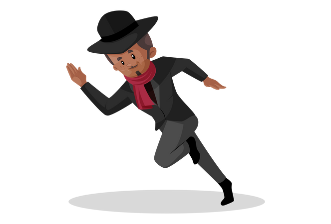 Indian criminal running  Illustration