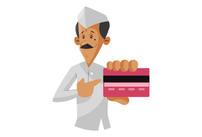 Indian Dabbawala showing card for payment  Illustration