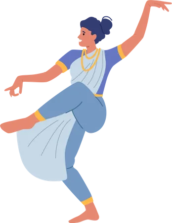 Indian Dancer Woman Performing Traditional Dance of Asian Culture  Illustration