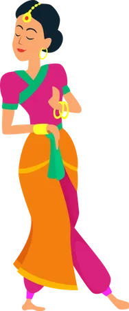 Indian Dancers Isolated Character Illustration