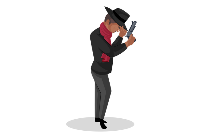 Indian don holding gun  Illustration