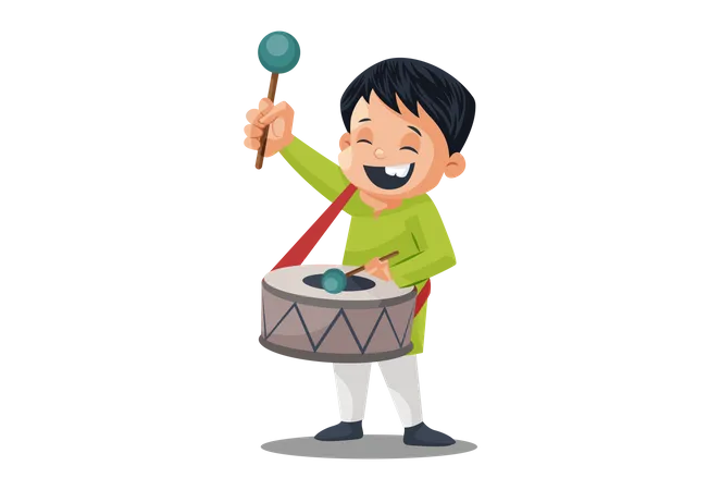 Indian Drummer boy drumming on Independence Day  Illustration