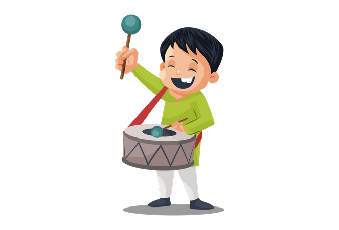 Indian Drummer boy drumming on Independence Day  Illustration