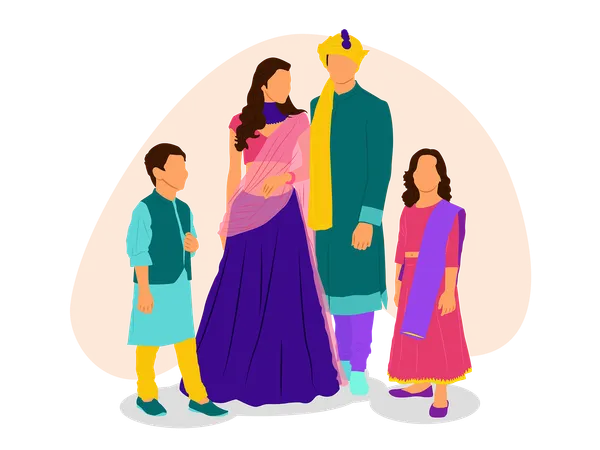 Indian Family celebrate diwali  Illustration