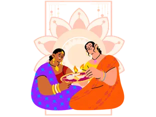 Indian family celebrating Diwali festival