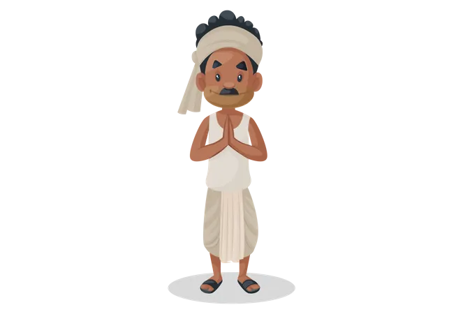 Indian farmer doing welcoming gesture Illustration