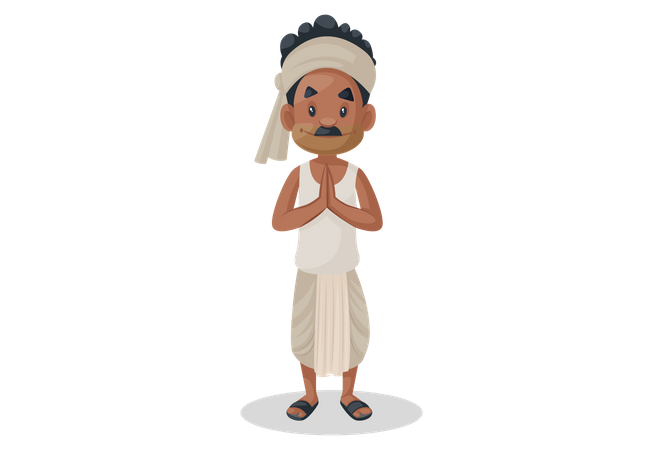 Indian farmer doing welcoming gesture  Illustration