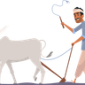 illustration for indian farmer riding bull