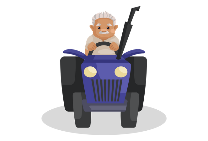 Indian farmer riding tractor  Illustration