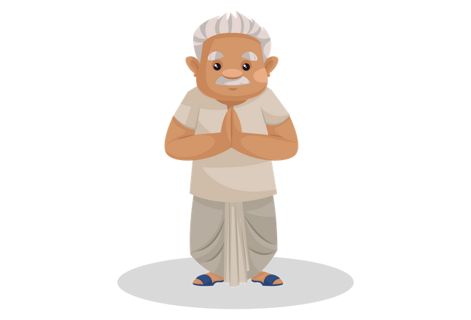 Indian farmer standing in welcome pose  Illustration