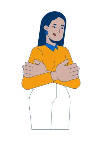 Indian female office worker with arms folded  Illustration