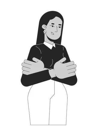 Indian female office worker with arms folded  Illustration