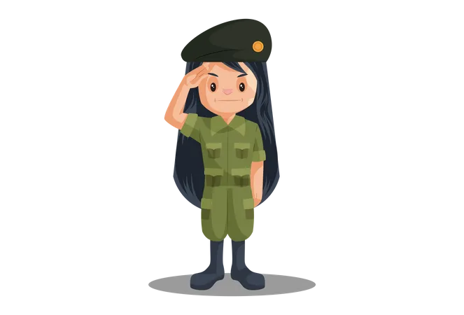 Indian Female Soldier Saluting on Independence Day  Illustration