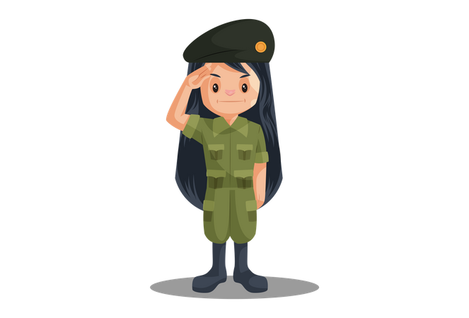 Indian Female Soldier Saluting on Independence Day  Illustration