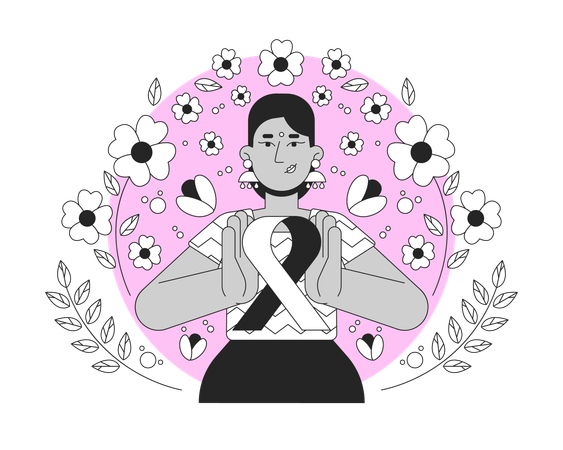 Indian feminist promoting breast cancer awareness  Illustration