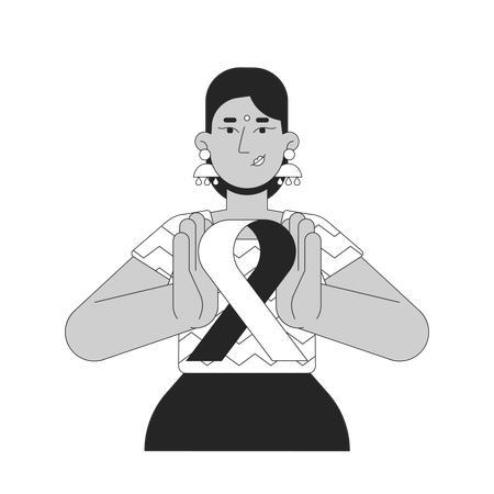 Indian feminist promoting breast cancer awareness  Illustration