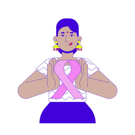 Indian feminist promoting breast cancer awareness  Illustration