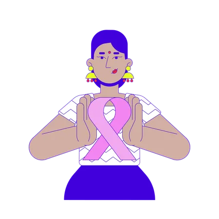 Indian feminist promoting breast cancer awareness  Illustration