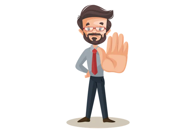 Indian financial advisor with a stop hand sign Illustration