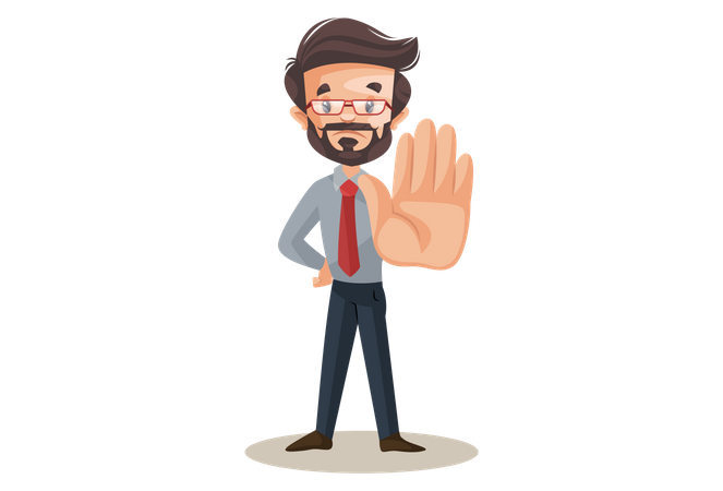 Indian financial advisor with a stop hand sign  Illustration