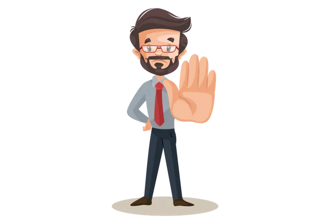 Indian financial advisor with a stop hand sign  Illustration