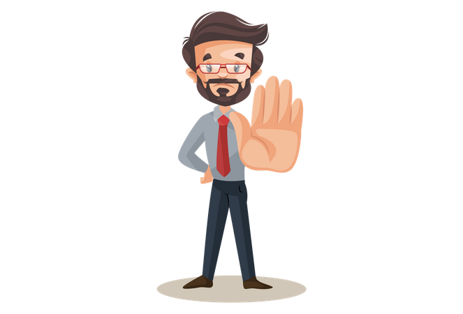 Indian financial advisor with a stop hand sign  Illustration