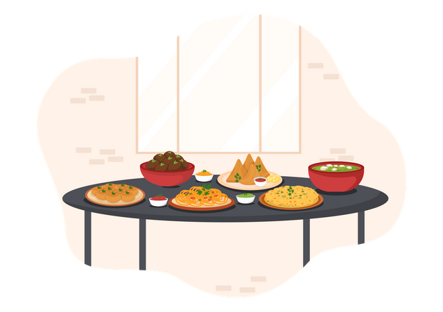 Indian Food Dishes  Illustration