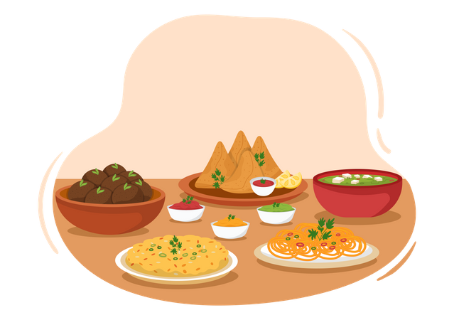 Indian Food  Illustration