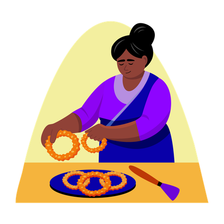 Indian girl Making sweets  Illustration