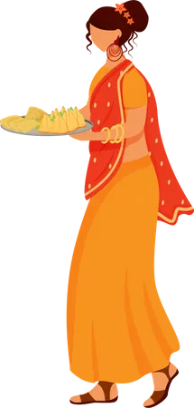 Indian girl wearing sari Illustration