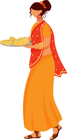 Indian girl wearing sari  Illustration