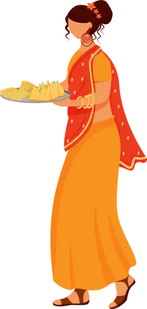 Indian girl wearing sari  Illustration