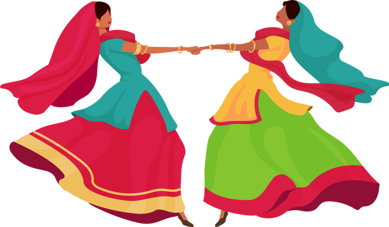 Indian girls in sari  Illustration