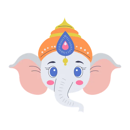 Indian god Ganesh face  Illustration