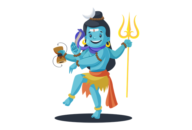 Best Premium Indian God Shiva dancing in Nataraja pose Illustration  download in PNG & Vector format