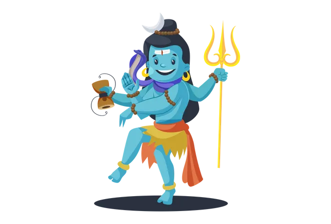 Indian God Shiva dancing in Nataraja pose  Illustration