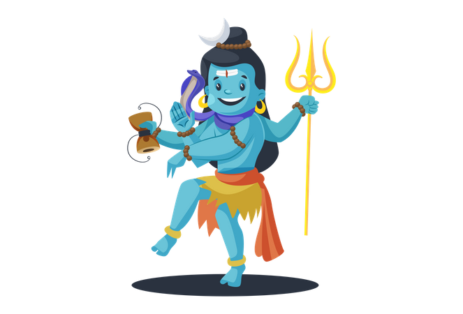 Indian God Shiva dancing in Nataraja pose  Illustration