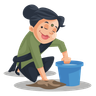 illustration for cleaning the floor