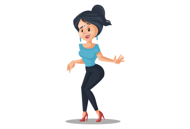 Indian House Wife dancing  Illustration