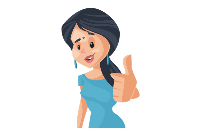 Indian House Wife with thumbs up hand gesture Illustration